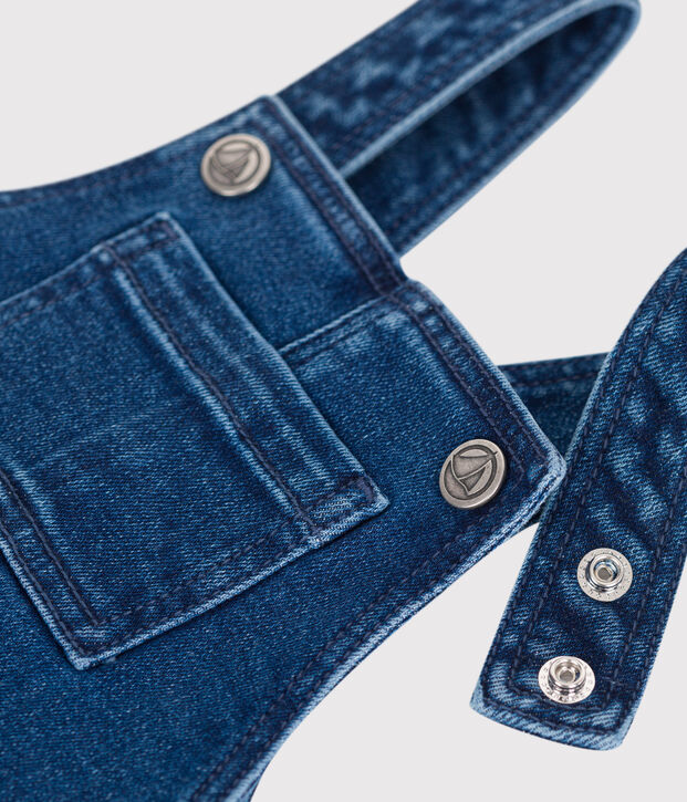 Peto largo de tejido denim con elastano para beb&eacute; azul