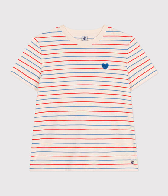 Camiseta Recta de algodón a rayas para mujer  blanco AVALANCHE/ MULTICO