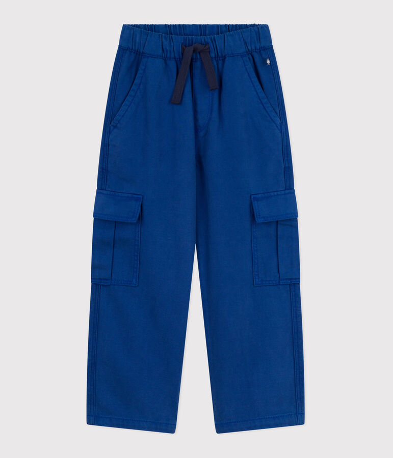 Pantal&oacute;n infantil cargo liso de lyocell azul