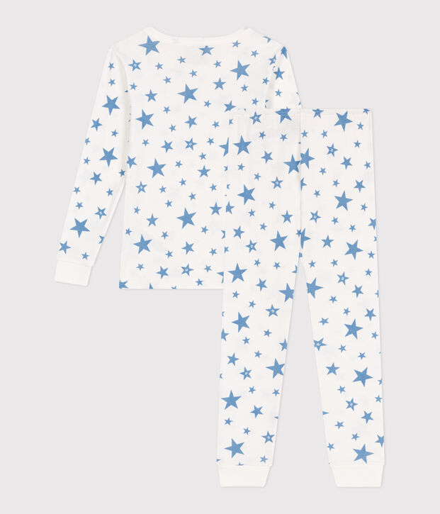 Pijama infantil muy entallado en algod&oacute;n estampado blanco/azul