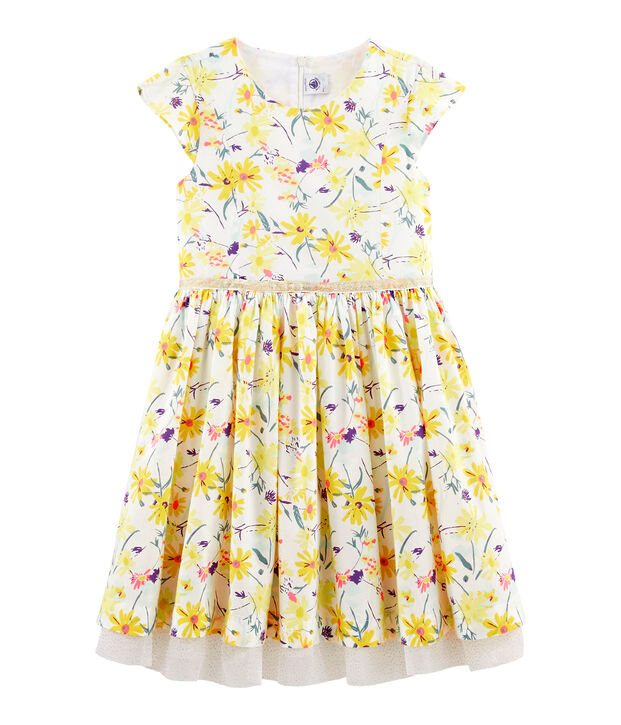 Vestido de manga corta para ni&ntilde;a blanco/multicolor