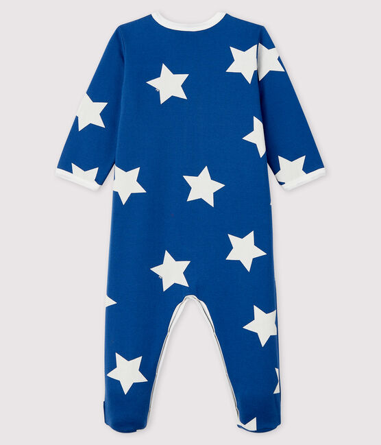 Pijama de muletón azul con estrellas para bebé azul MAJOR/blanco ECUME