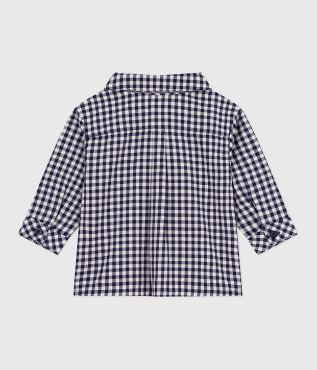 Camisa de franela a cuadros para beb&eacute; azul/crudo