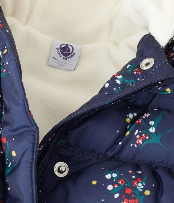 Abrigo para bebé niña estampado azul SMOKING/blanco MULTICO
