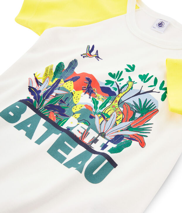 Pijama corto de punto para ni&ntilde;o blanco/multicolor