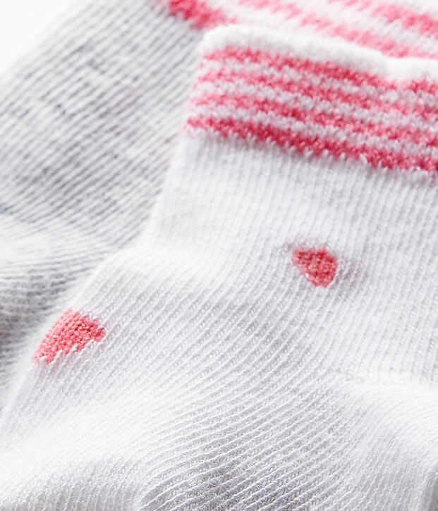 Lote de 2 pares de calcetines beb&eacute; mixtos blanco
