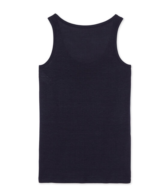 Camiseta sin mangas de lino para mujer azul SMOKING