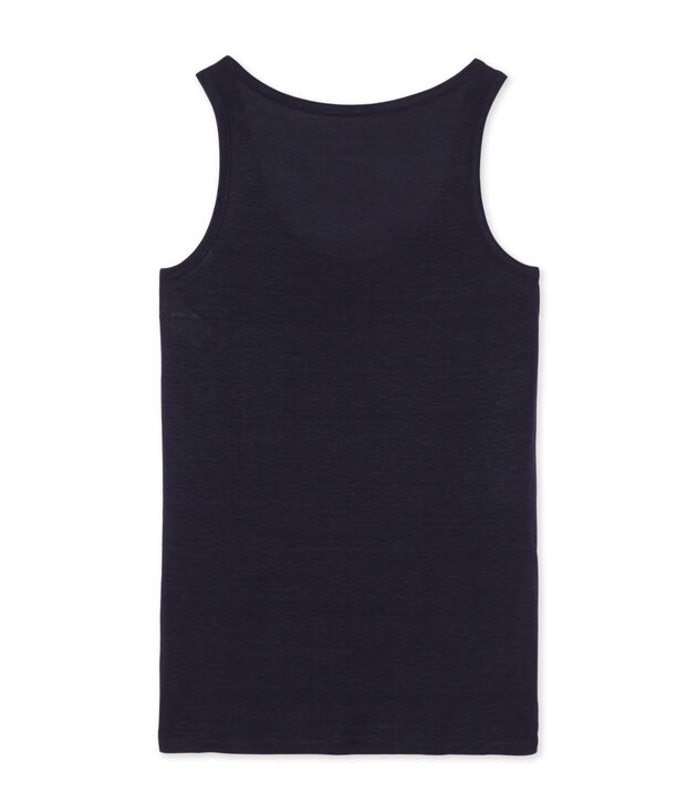 Camiseta sin mangas de lino para mujer azul