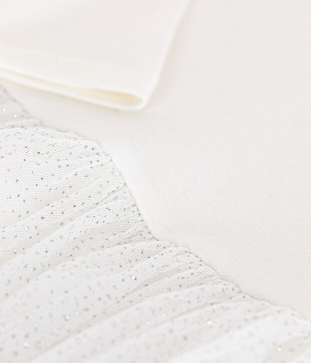 Vestido de punto y tul para ni&ntilde;a blanco