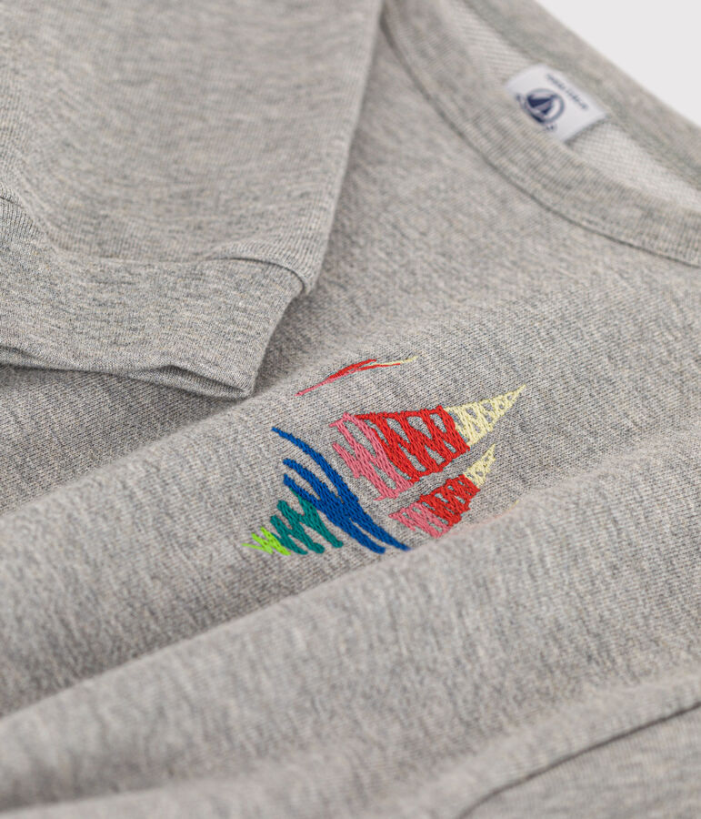 Vestido de mulet&oacute;n cepillado de manga larga para ni&ntilde;a gris CHATON CHINE