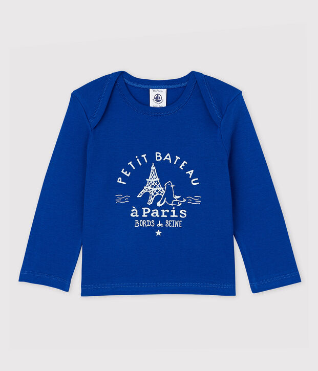 Camiseta de manga larga de algod&oacute;n de beb&eacute; ni&ntilde;o azul