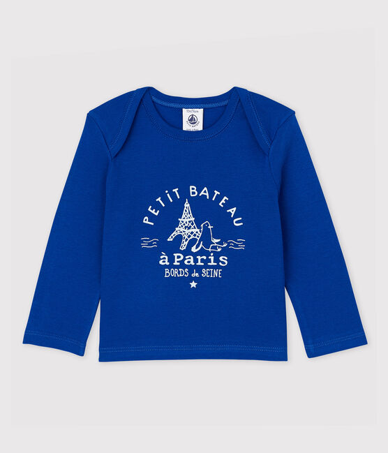 Camiseta de manga larga de algodón de bebé niño azul SURF