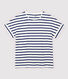 Camiseta de algodón/lino de rayas de mujer