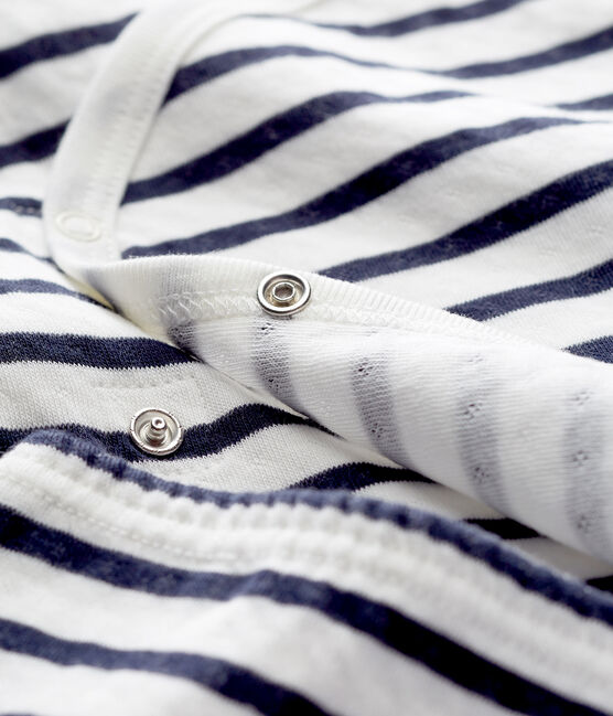 Pijama unisex de bebé en túbico blanco MARSHMALLOW/azul SMOKING