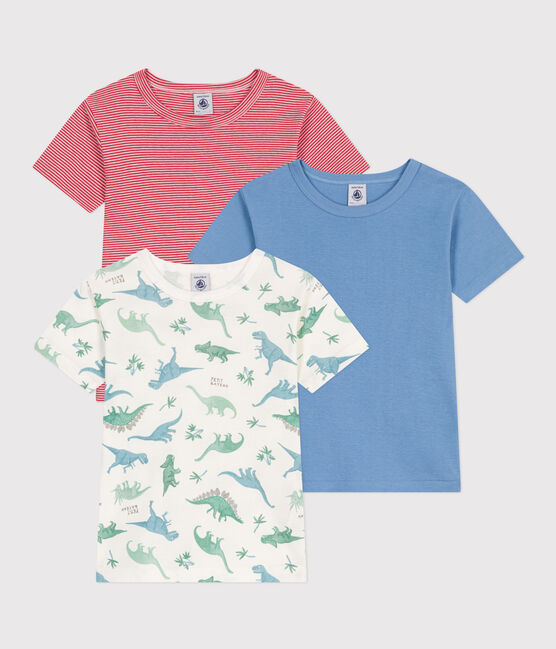 Juego de 3 camisetas infantiles de algodón de manga corta con dinosaurios variante 1