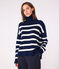 Jersey de cuello alto de lana y algodón a rayas para mujer azul SOIR/ MARSHMALLOW