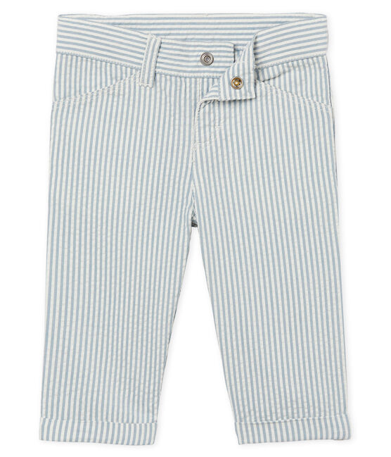 Pantalón de rayas para bebé niño azul FONTAINE/blanco MARSHMALLOW