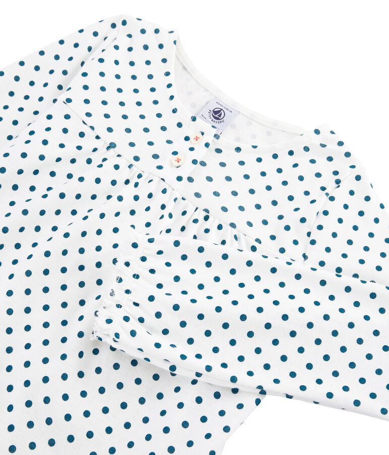 Pijama de punto para ni&ntilde;a blanco/verde