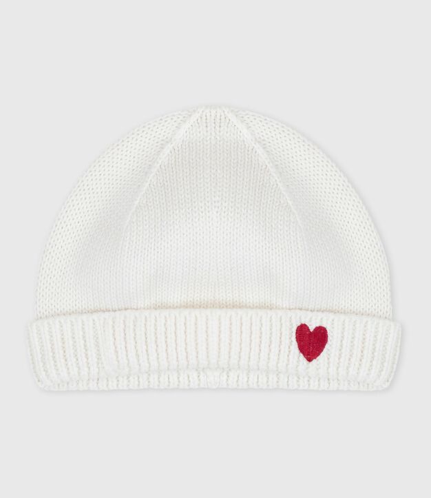 Gorro de reci&eacute;n nacido unisex de algod&oacute;n de punto blanco
