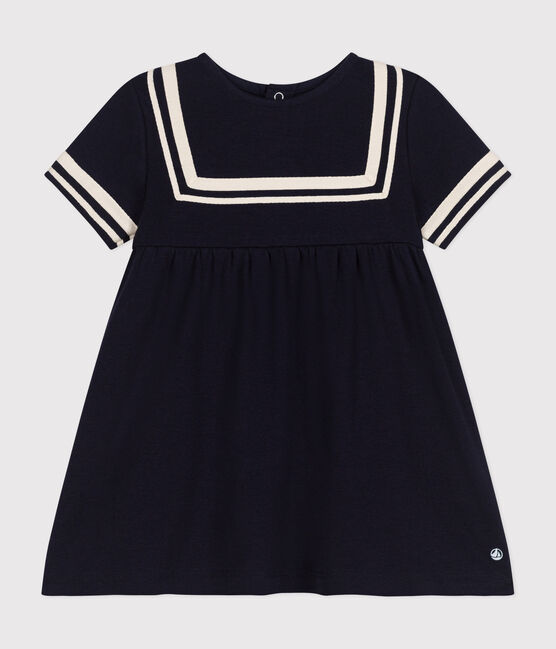 Vestido de estilo marinero de algodón orgánico para bebé. azul SMOKING