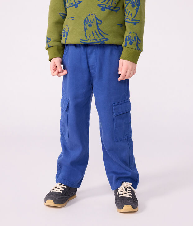 Pantal&oacute;n infantil cargo liso de lyocell azul