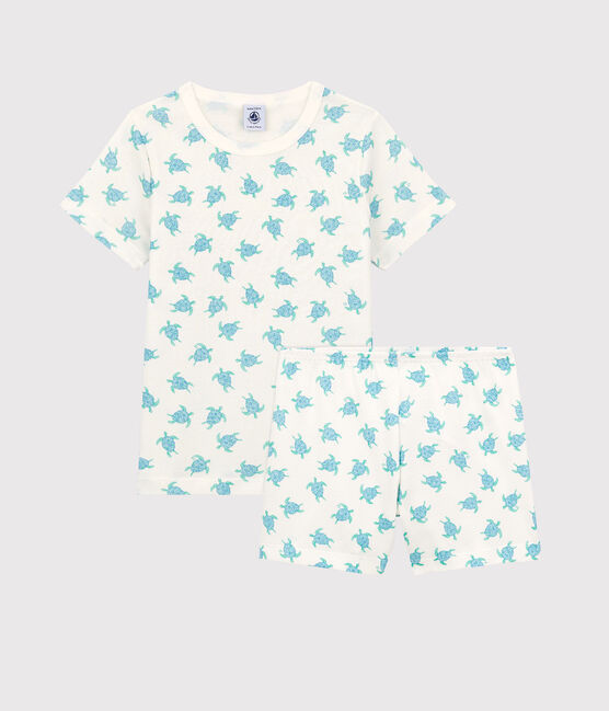 Pijama corto de niña/niño de algodón blanco MARSHMALLOW/blanco MULTICO