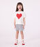 Pijama corto infantil de algodón con estampado de corazones blanco MARSHMALLOW/azul SMOKING