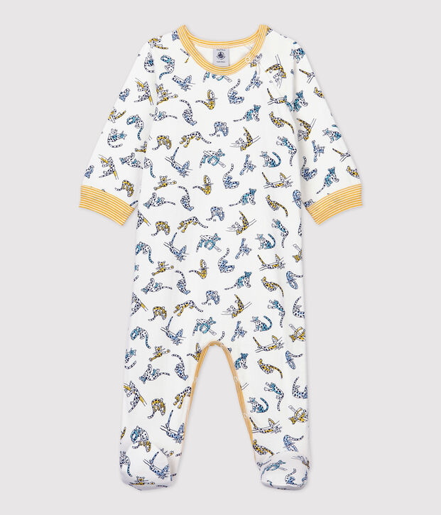 Pelele de beb&eacute; con estampado de panteras de algod&oacute;n blanco/multicolor