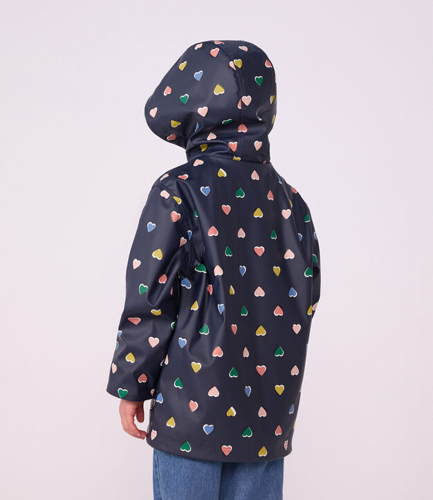 Chubasquero infantil con estampado de corazones azul/multicolor