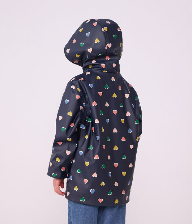 Chubasquero infantil con estampado de corazones azul/multicolor