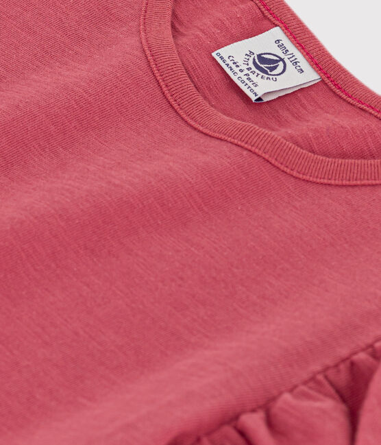Camiseta de algodón de manga corta para niña rosa PAPI