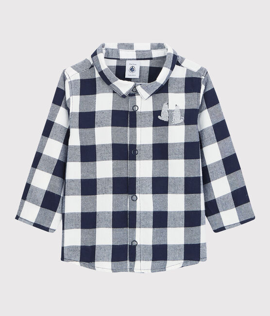 Camisa de algodón de bebé. azul SMOKING/blanco MARSHMALLOW