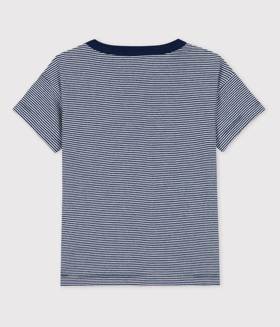 Camiseta de niño Petit Bateau x Water Family azul MEDIEVAL/blanco MARSHMALLOW
