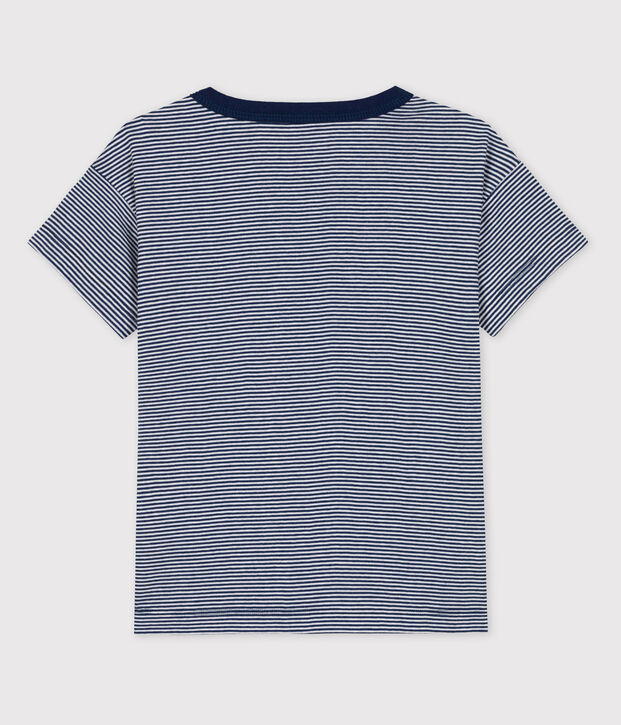 Camiseta de ni&ntilde;o Petit Bateau x Water Family azul/blanco