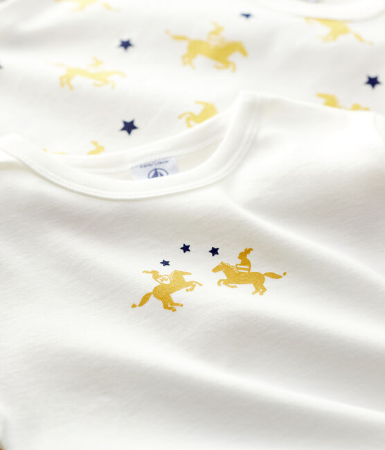 Juego de 2 camisetas de manga larga con estampado de caballeros de niño de algodón variante 1