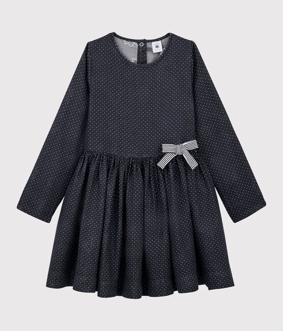 Vestido de manga larga para niña azul SMOKING/blanco MARSHMALLOW
