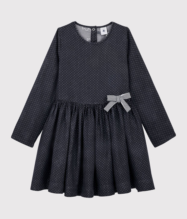Vestido de manga larga para ni&ntilde;a azul/blanco