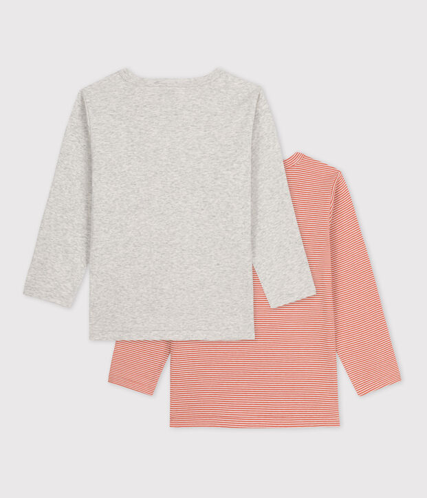 Juego de 2 camisetas de algod&oacute;n milrayas de manga larga para ni&ntilde;a / ni&ntilde;o multicolor