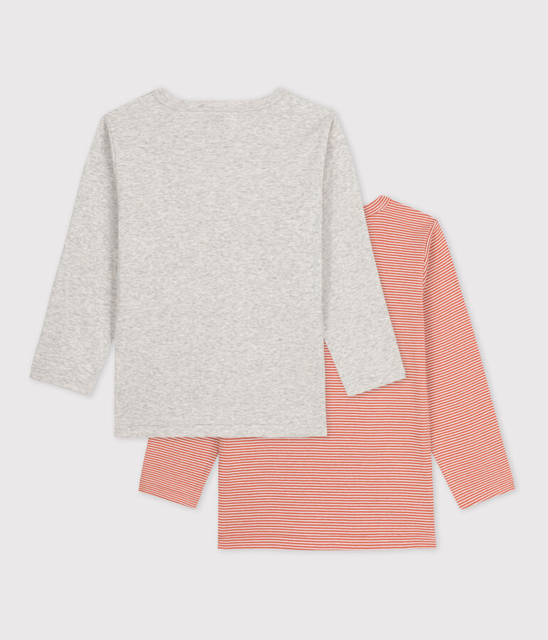 Juego de 2 camisetas de algod&oacute;n milrayas de manga larga para ni&ntilde;a / ni&ntilde;o multicolor