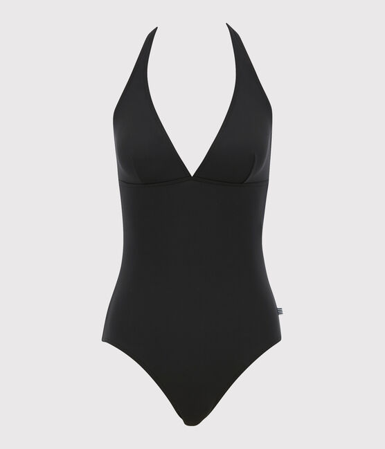 Traje de baño de 1 pieza liso de mujer negro NOIR