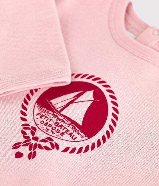 Sudadera de algodón con estampado de Petit Bateau vintage para bebé rosa JOLI