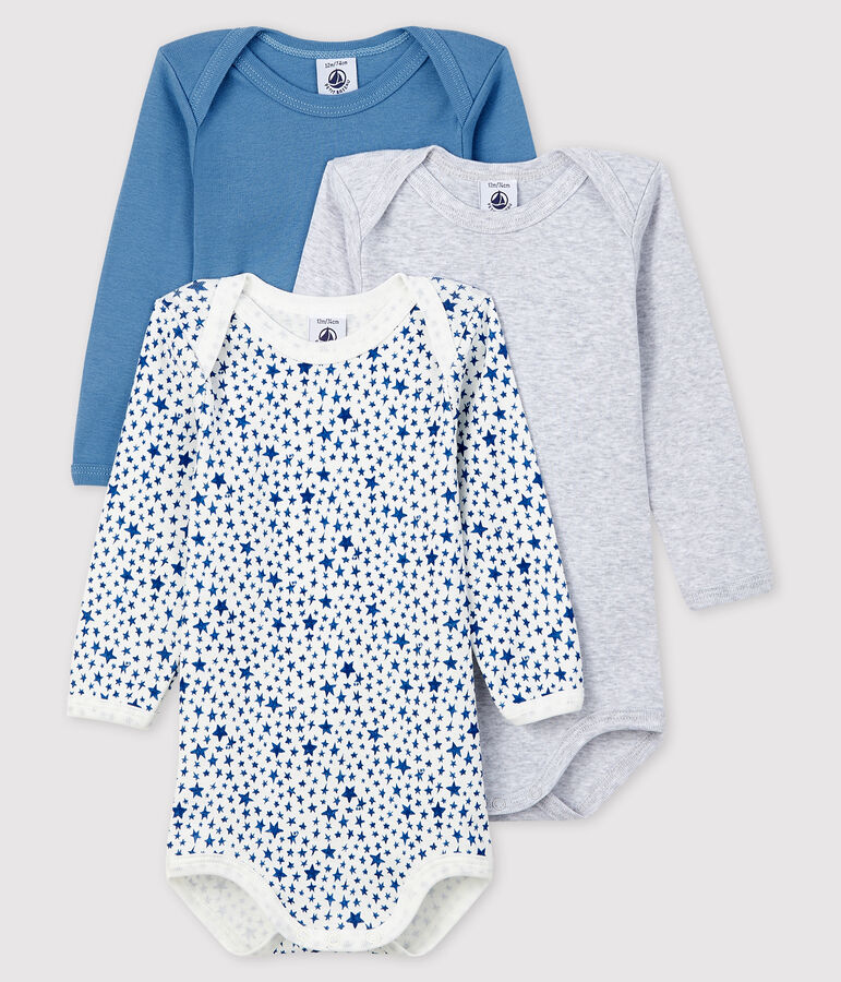 Juego de 3 bodis de manga larga para beb&eacute; ni&ntilde;o multicolor