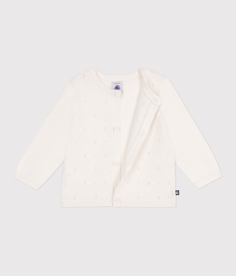 C&aacute;rdigan de algod&oacute;n de punto de fantas&iacute;a para beb&eacute; blanco