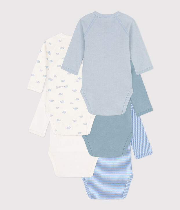 Juego de 5 bodis cruzados y estampados de manga larga de algod&oacute;n multicolor