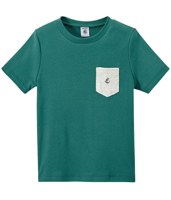 Camiseta con bolsillo en el pecho para niño verde Olivier