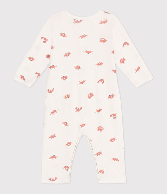 Pijama sin pies de algodón con cangrejos para bebé blanco MARSHMALLOW/blanco MULTICO