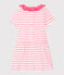 Vestido de rayas con collarín para bebé niña blanco MARSHMALLOW/rosa CUPCAKE