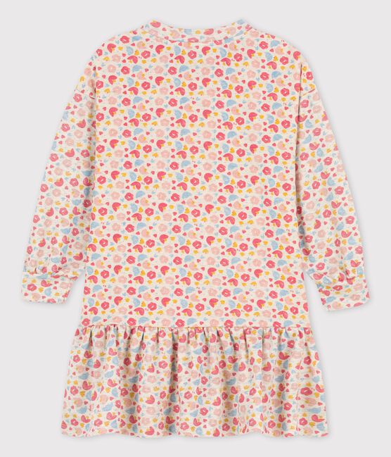 Vestido de manga larga de lana y algodón para niña beige MONTELIMAR/blanco MULTICO
