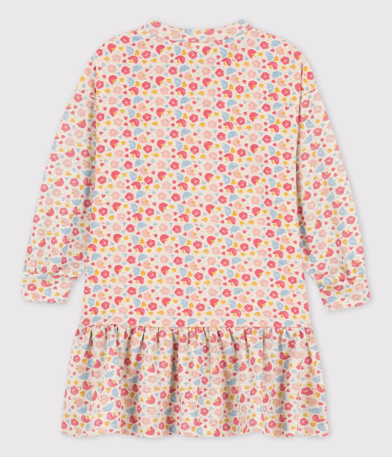 Vestido de manga larga de lana y algod&oacute;n para ni&ntilde;a beige/multicolor