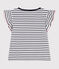 Camiseta infantil de manga corta de algodón con rayas blanco MARSHMALLOW/azul SMOKING
